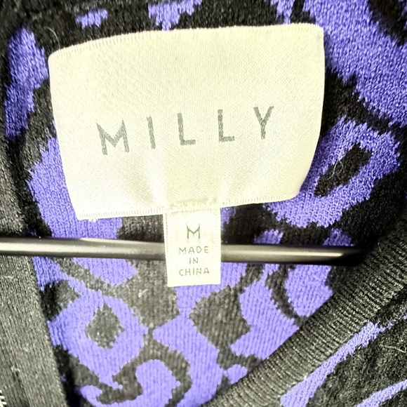 Milly Designer Purple & Black Swirl Pattern Knit Dress - Picture 7 of 8